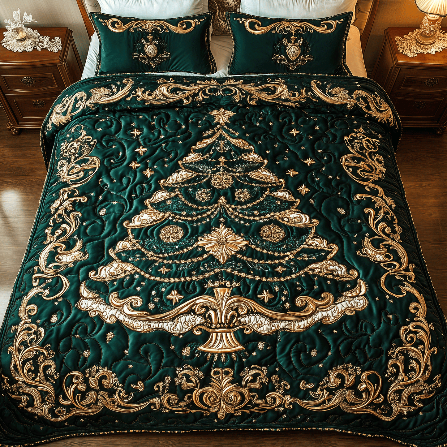 Enchanted Evergreen 3-Piece Quilted Bedding Set - Single (59" x 70")
