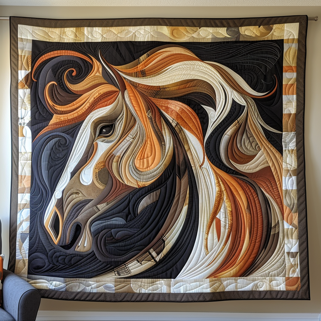 Enchanted Mane Horse Quilted Blanket - Throw (55" x 60")