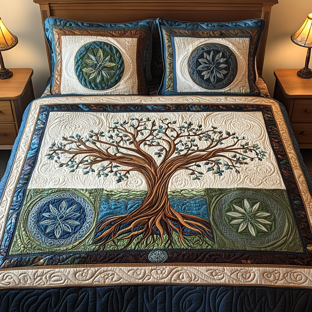 Enchanted Tree 3-Piece Quilted Bedding Set - Single (59" x 70")