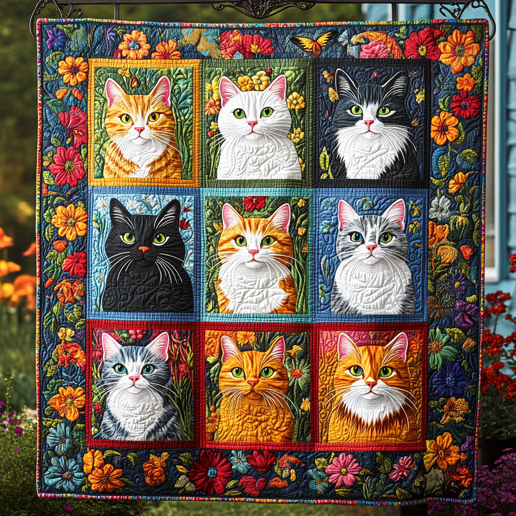 Enchanted Catnip Quilted Blanket - Throw (55" x 60")
