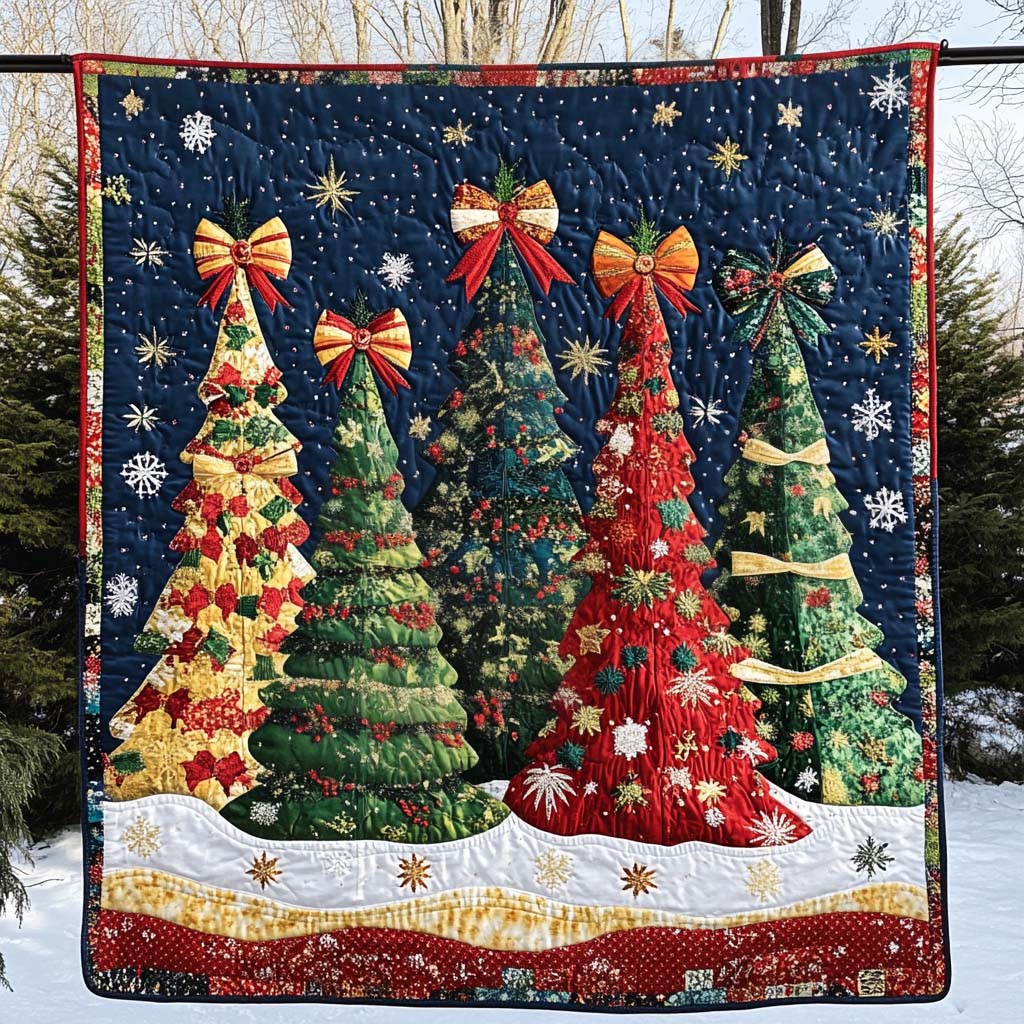 Enchanted Christmas Night Quilted Blanket - Throw (55" x 60")