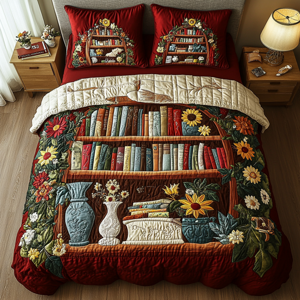 Enchanted Library 3-Piece Quilted Bedding Set - Single (59" x 70")
