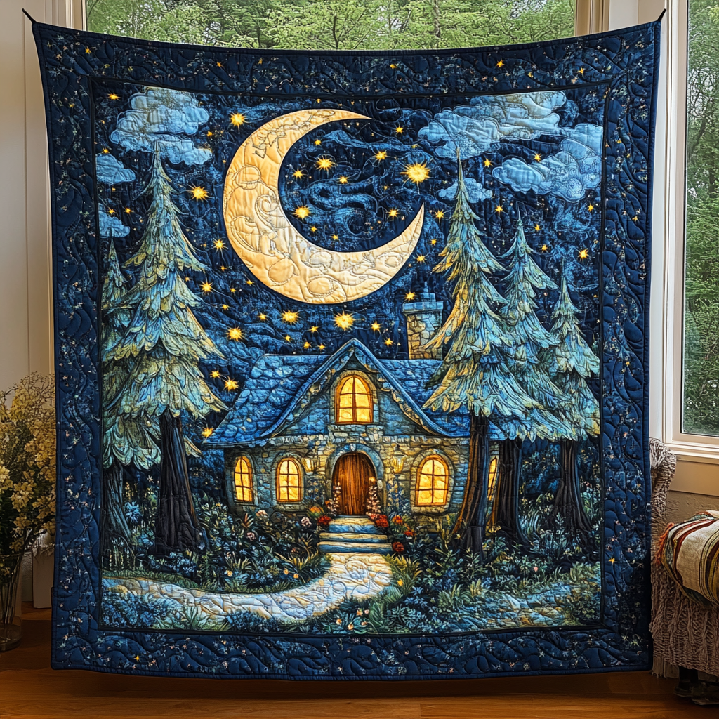 Enchanted Moonlit Home Quilted Blanket - Throw (55" x 60")