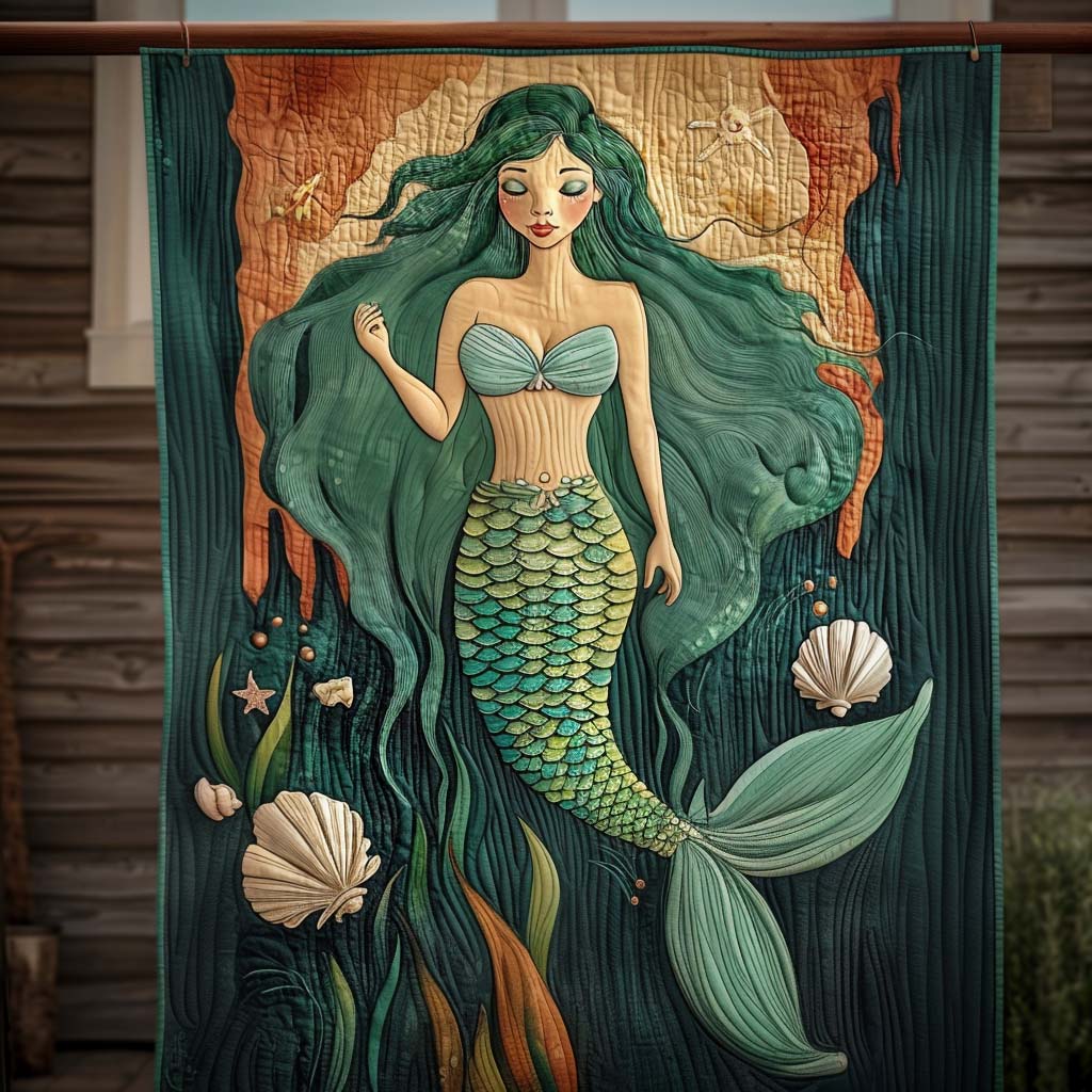 Enchanted Sea Maiden Quilted Blanket - Throw (55" x 60")