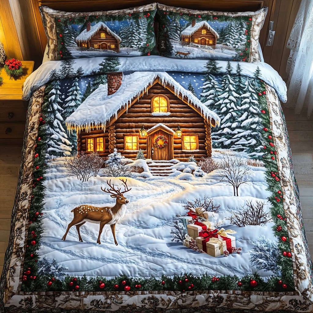 Enchanted Snowfall Quilted Bedding Set - Single (59" x 70")