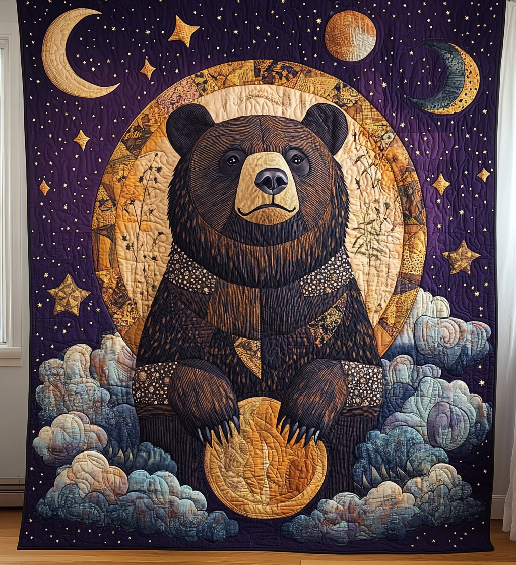 Enchating Bear Quilted Blanket - Throw (55" x 60")
