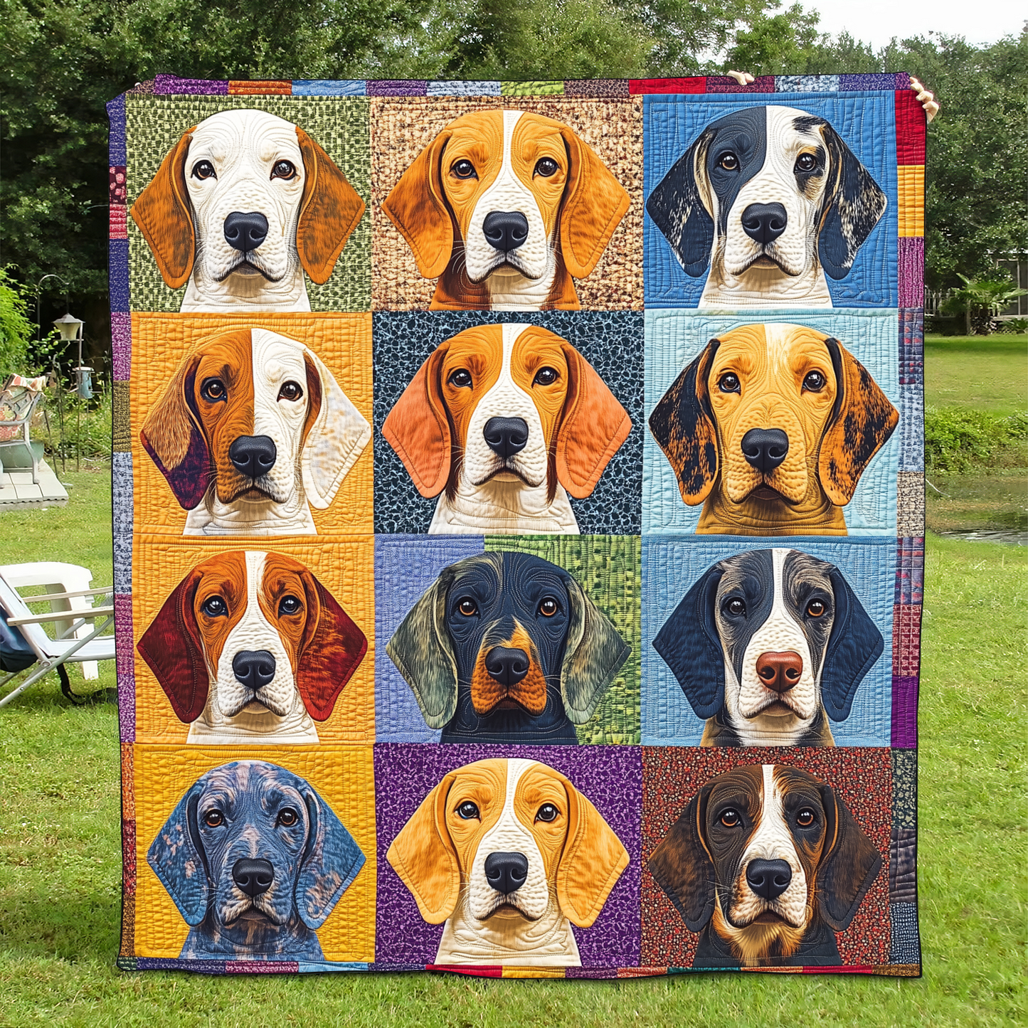 Endearing Beagles Quilted Blanket - Throw (55" x 60")
