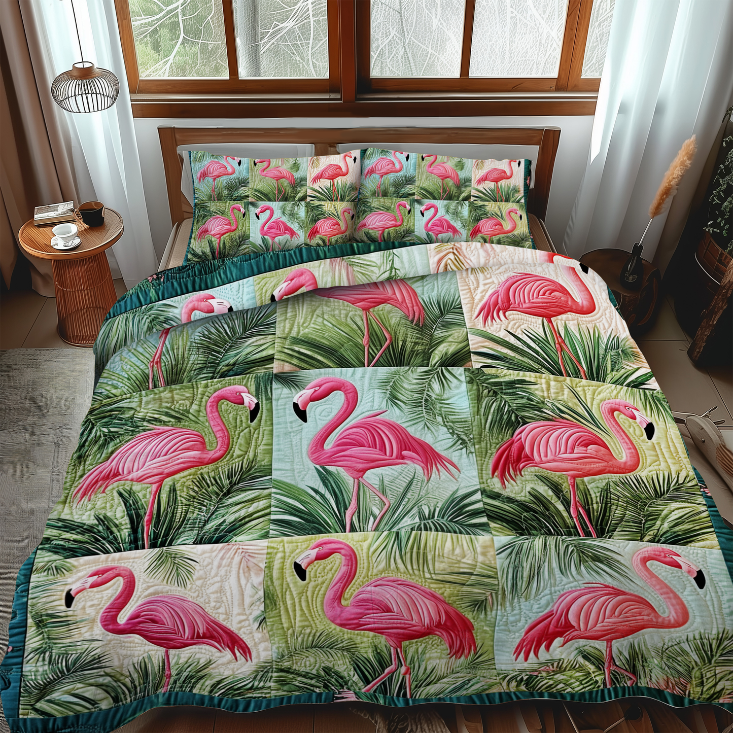 Endearing Flamingo 3-Piece Quilted Bedding Set - Single (59" x 70")