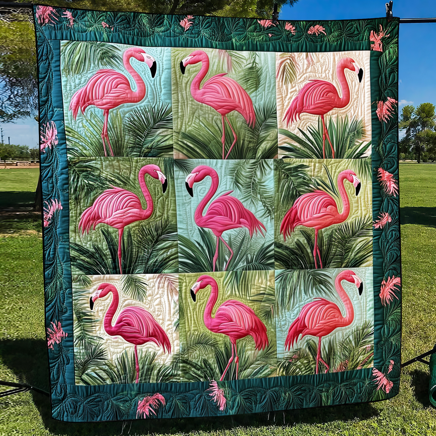 Endearing Flamingo Quilted Blanket - Throw (55" x 60")