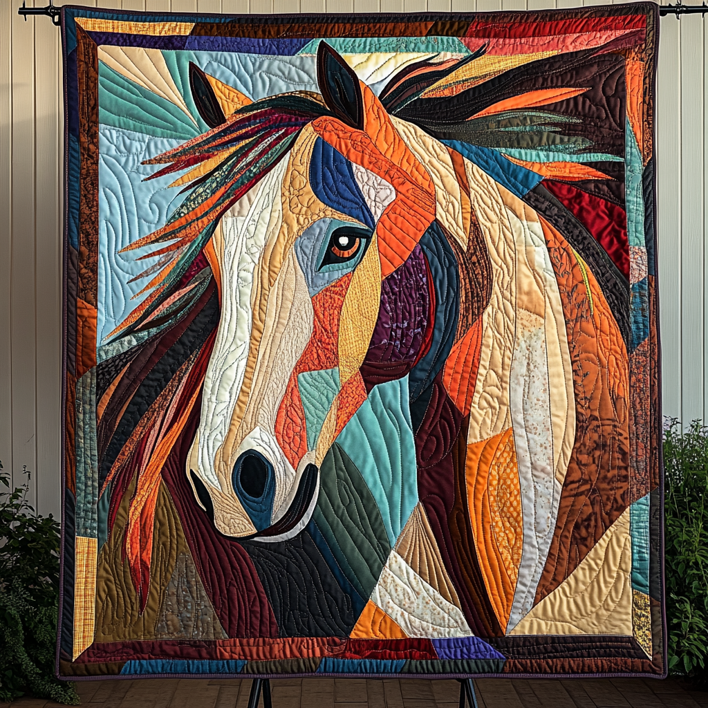 Equestrian Elegance Quilted Blanket - Throw (55" x 60")