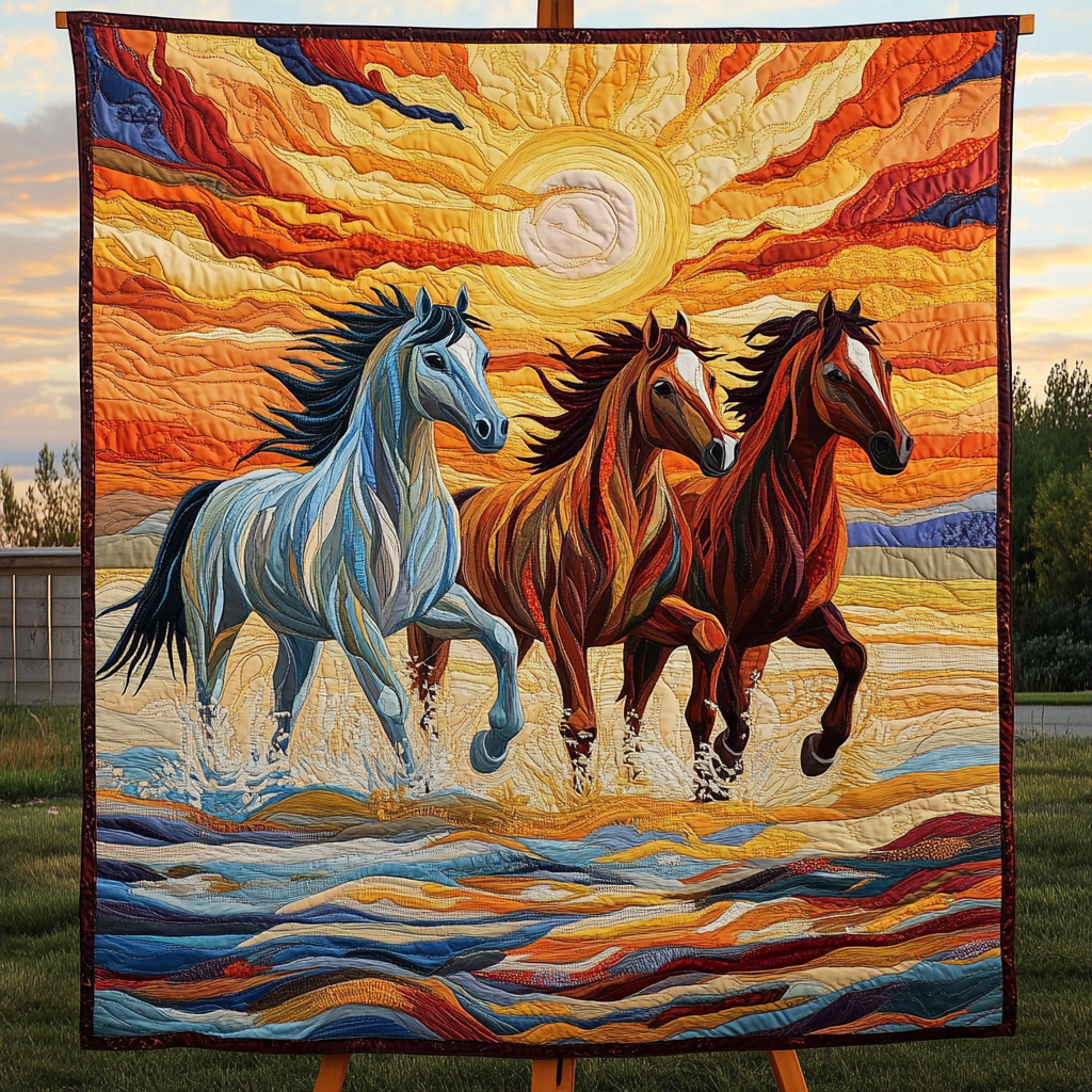 Equestrian Elegance Quilted Blanket - Throw (55" x 60")