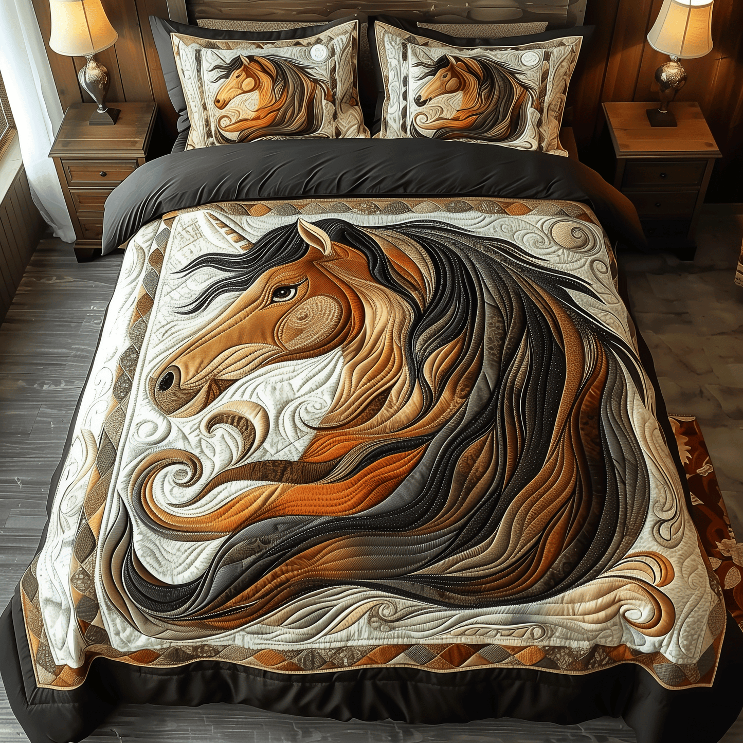 Equine Elegance Horse Quilted Blanket - Throw (55" x 60")