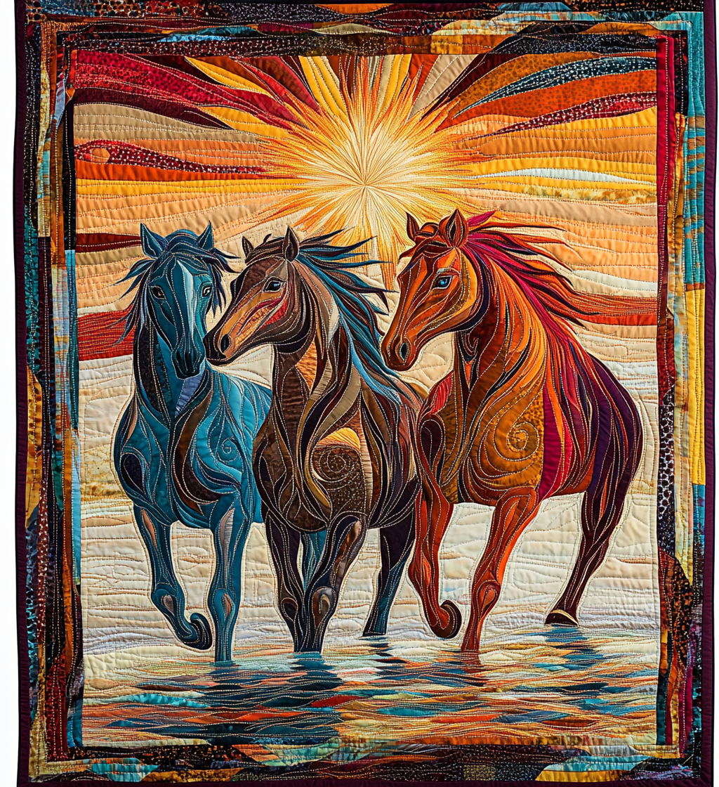 Equine Elegance Quilted Blanket - Throw (55" x 60")