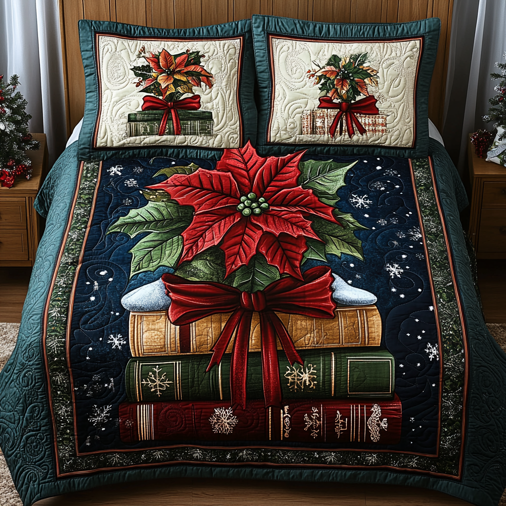 Escape Into Pages 3-Piece Quilted Bedding Set - Single (59" x 70")