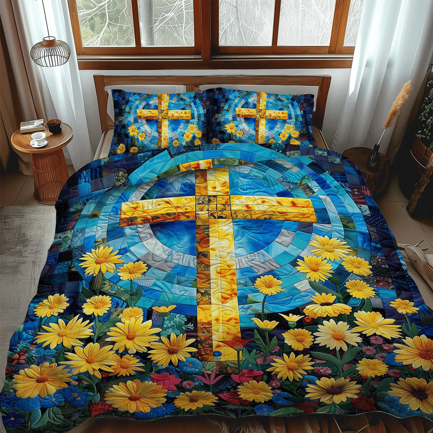 Eternal Bloom 3-Piece Quilted Bedding Set - Single (59" x 70")