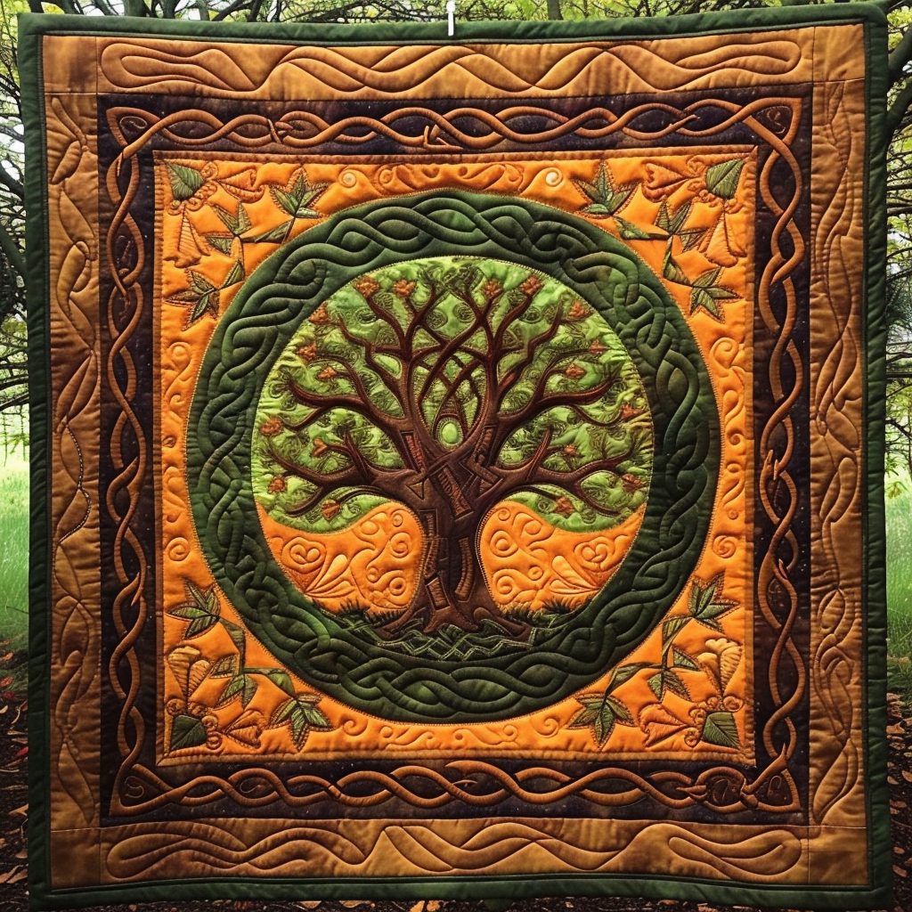 Eternal Celtic Tree Quilted Blanket - Throw (55" x 60")