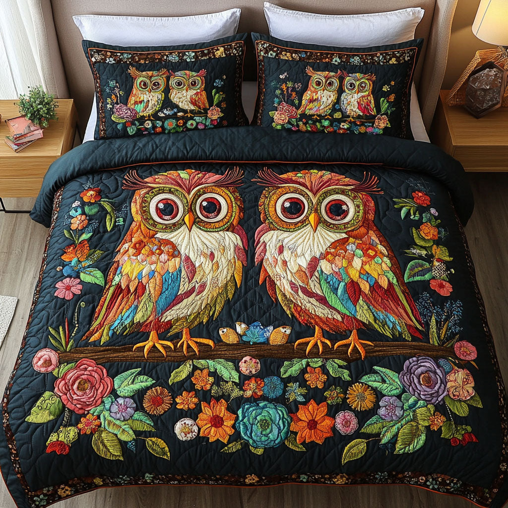 Eternal Feathers 3-Piece Quilted Bedding Set - Single (59" x 70")