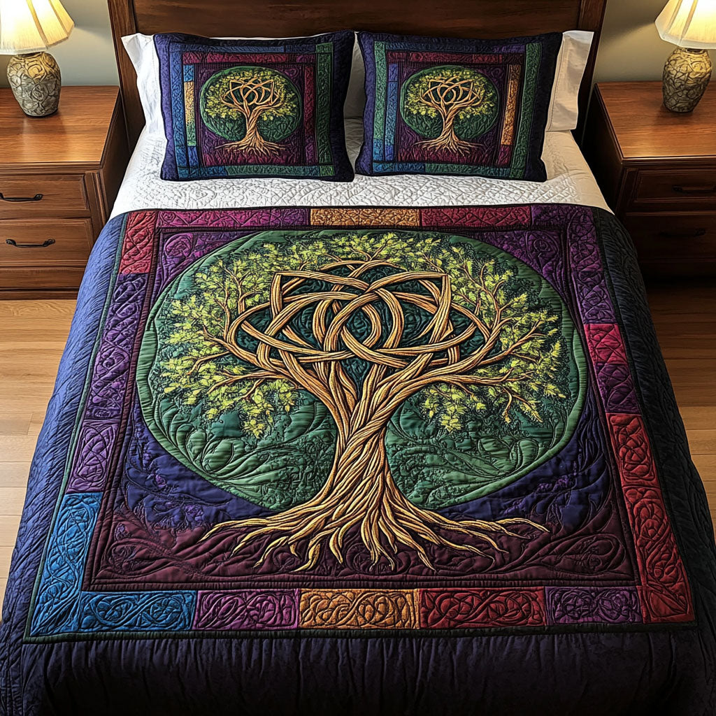 Eternal Growth 3-Piece Quilted Bedding Set - Single (59" x 70")