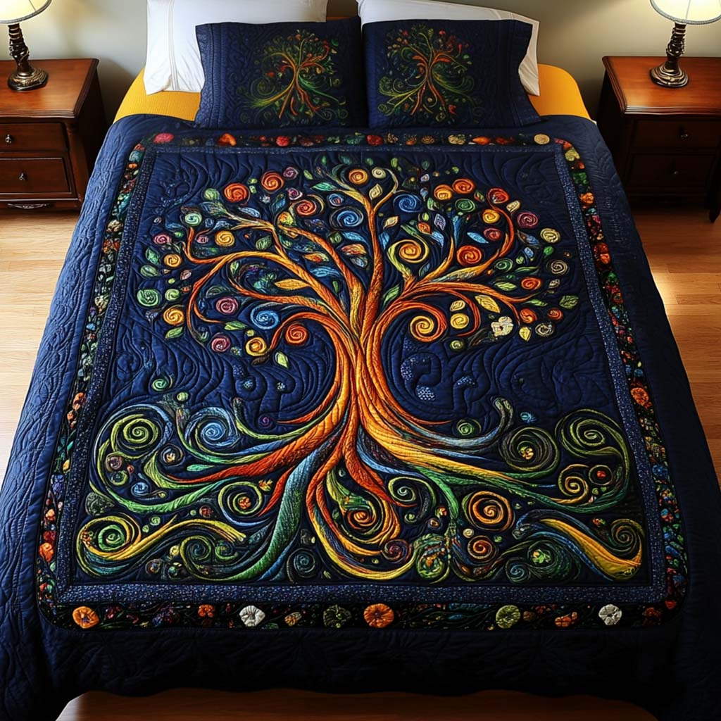 Eternal Whirl 3-Piece Quilted Bedding Set - Single (59" x 70")