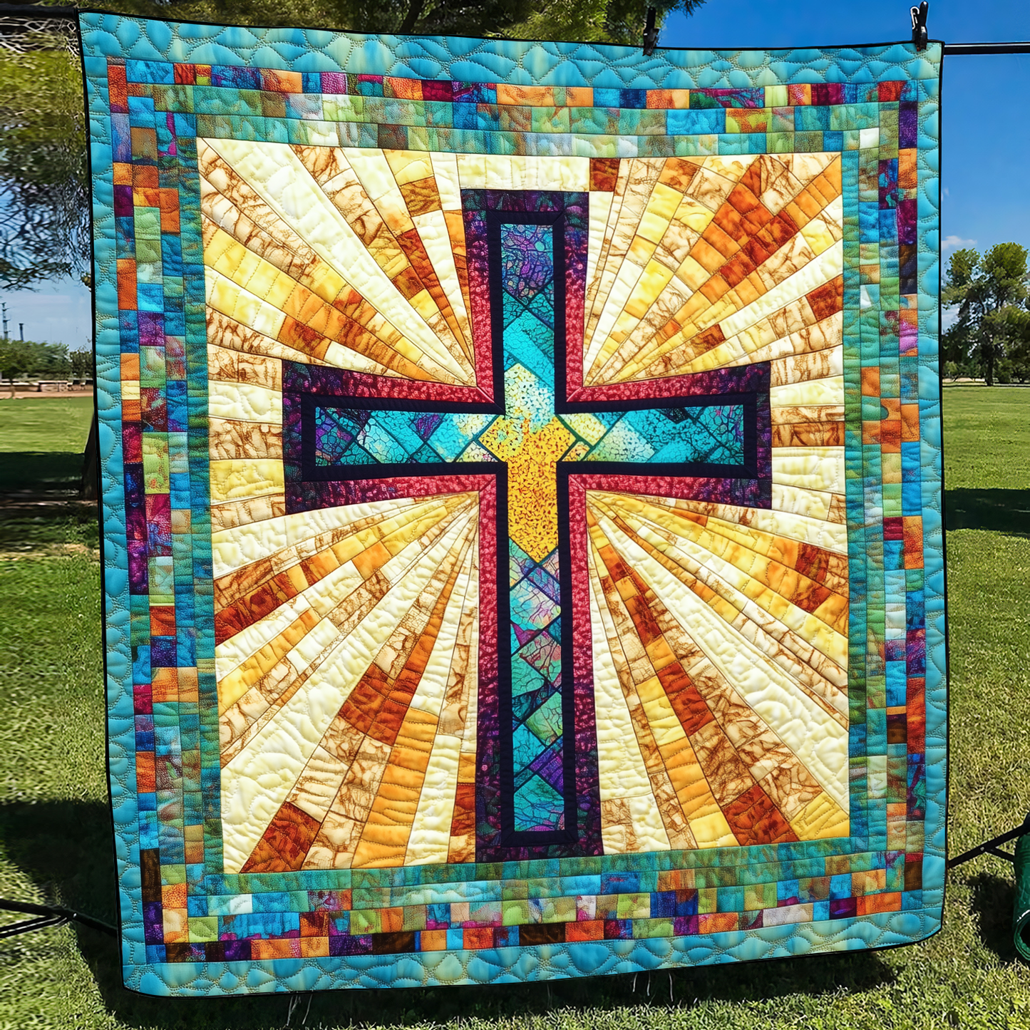 Eternal Cross Quilted Blanket - Throw (55" x 60")