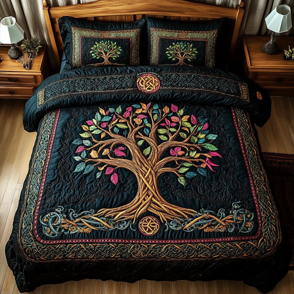 Eternal Roots 3-Piece Quilted Bedding Set - Single (59" x 70")