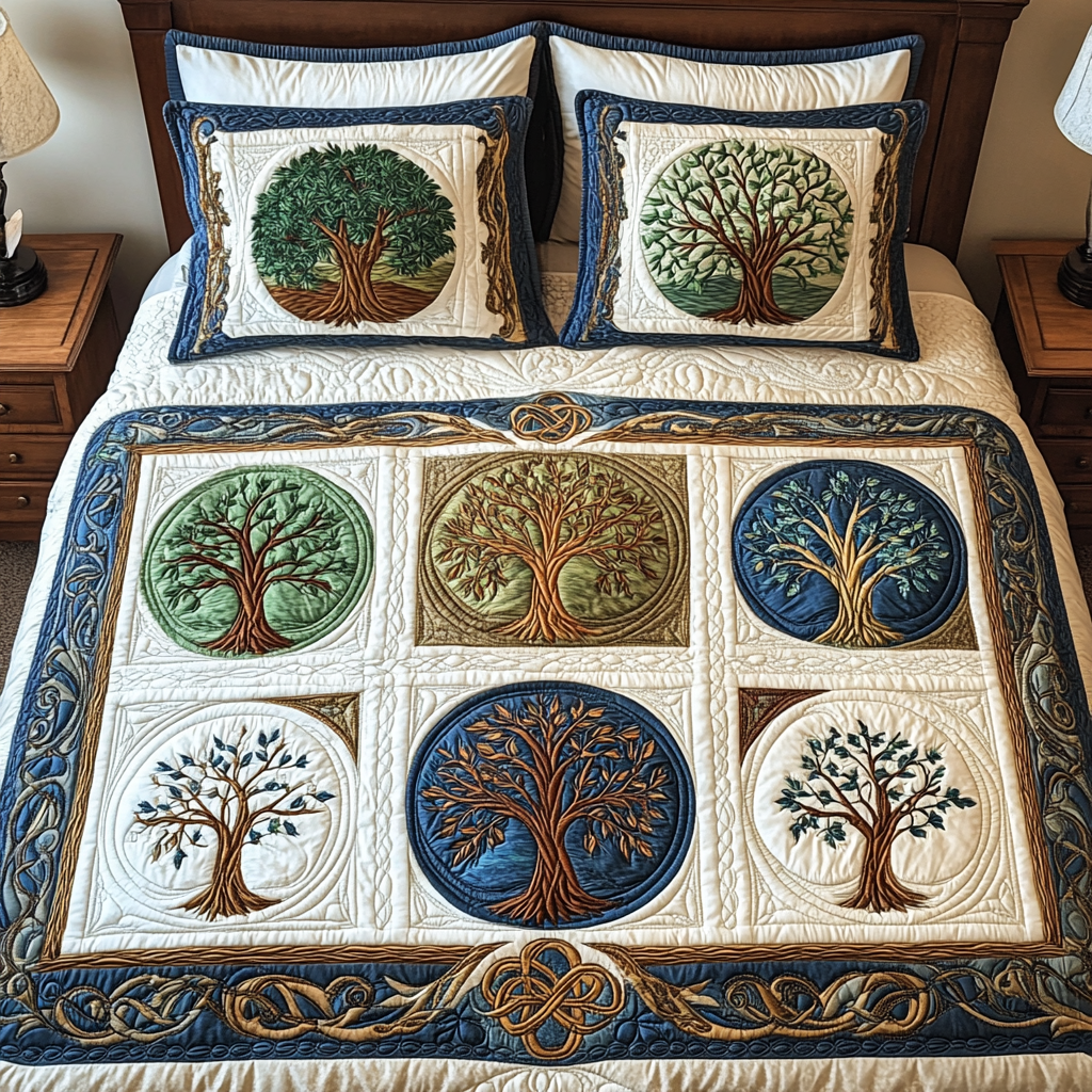 Ethereal Forest Quilt 3-Piece Quilted Bedding Set - Single (59" x 70")