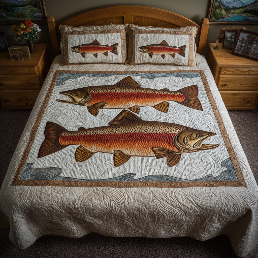 Evergreen Fish Field Quilted Blanket - Baby (30" x 40") - Pack 1