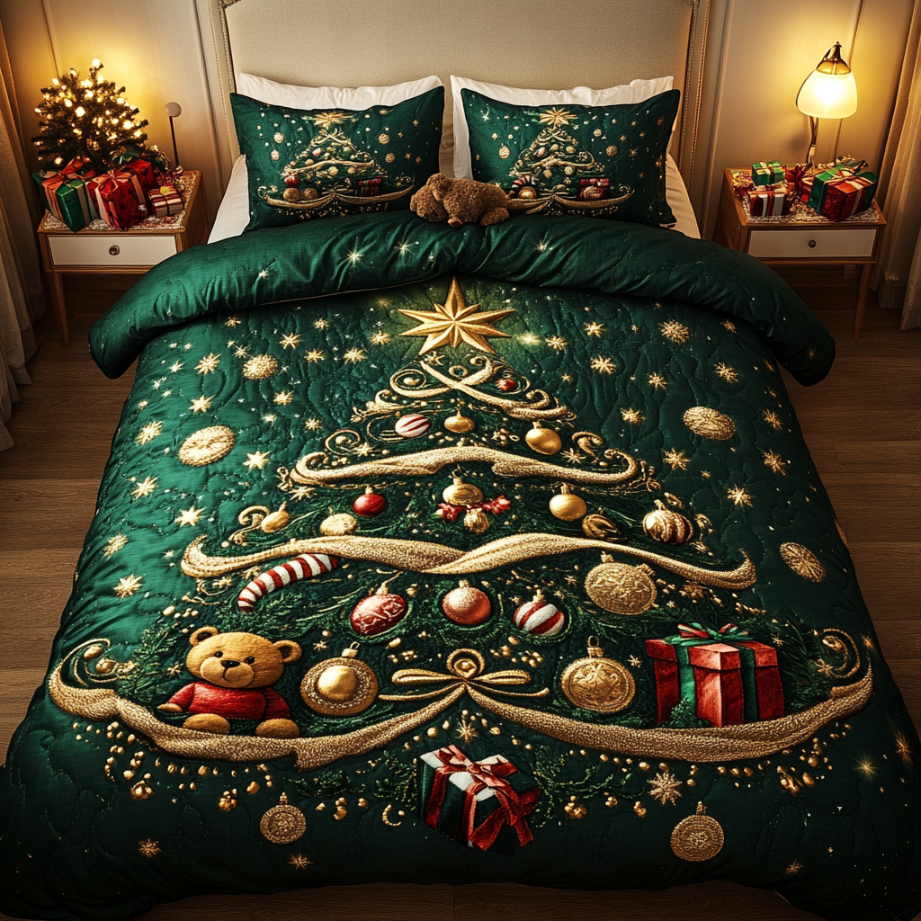 Evergreen Glow 3-Piece Quilted Bedding Set - Single (59" x 70")
