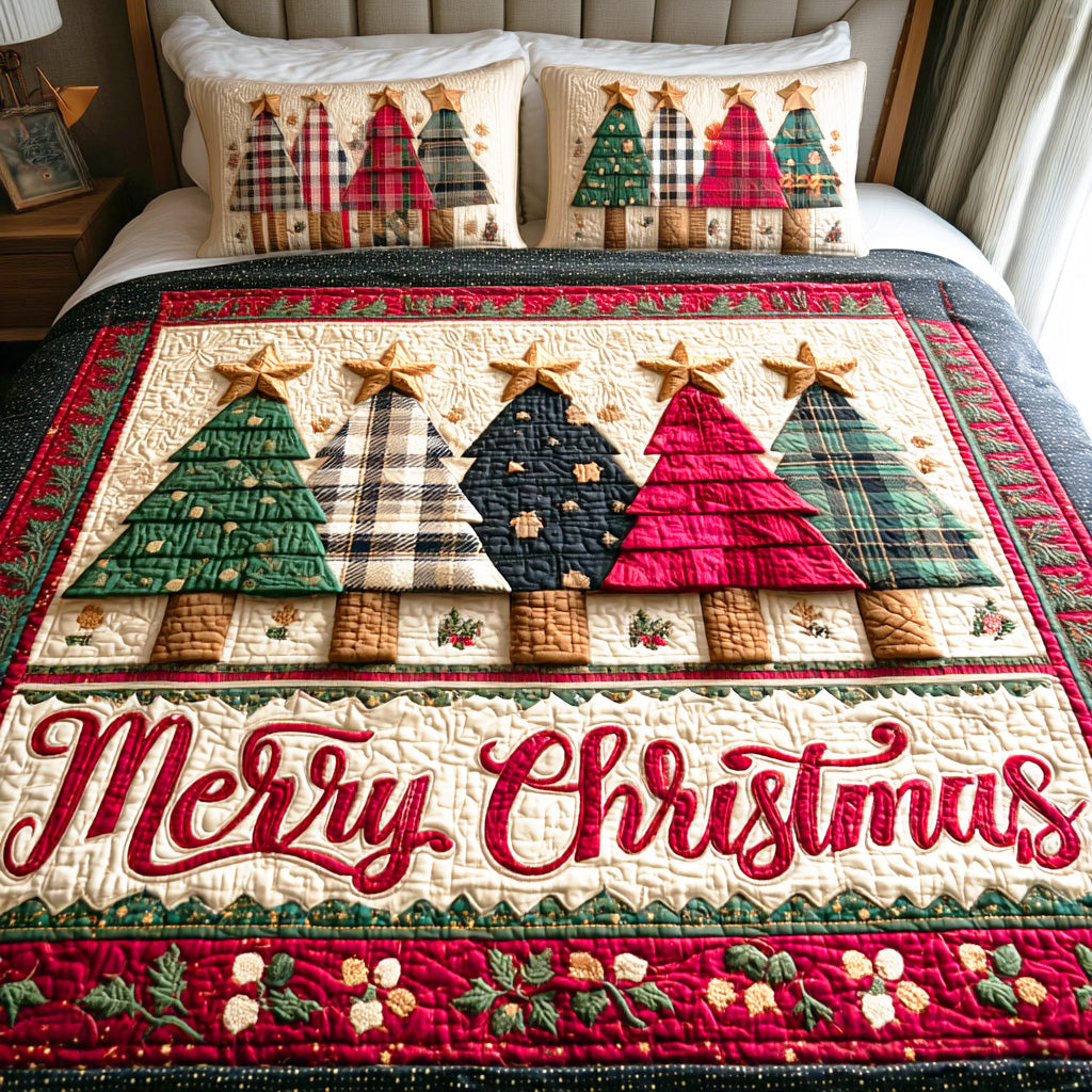 Evergreen Night Light 3-Piece Quilted Bedding Set - Single (59" x 70")