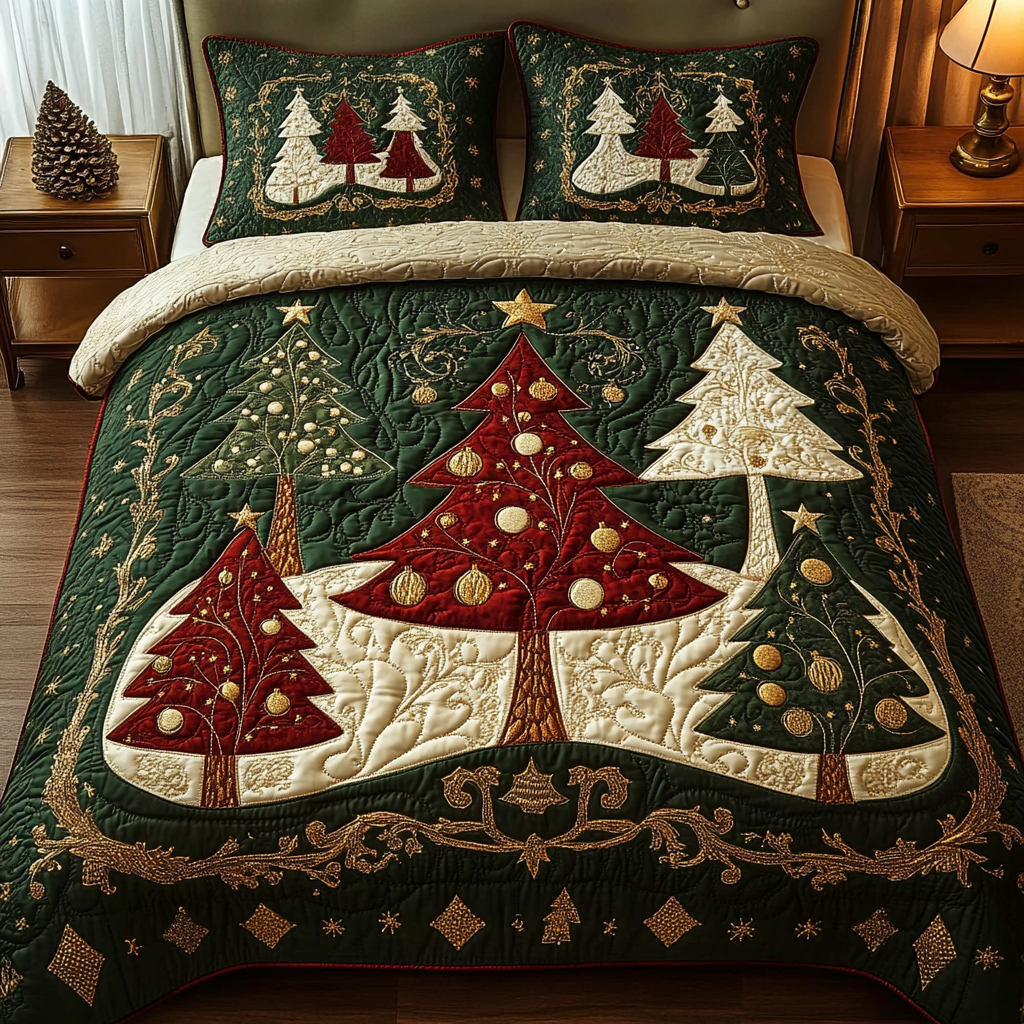 Evergreen Splendor Quilted Bedding Set - Single (59" x 70")