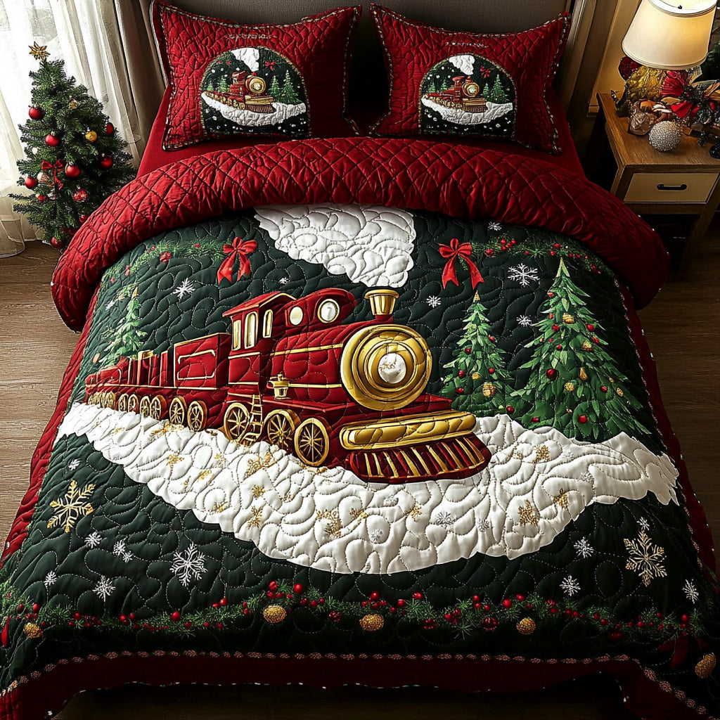 Evergreen Train 3-Piece Quilted Bedding Set - Single (59" x 70")