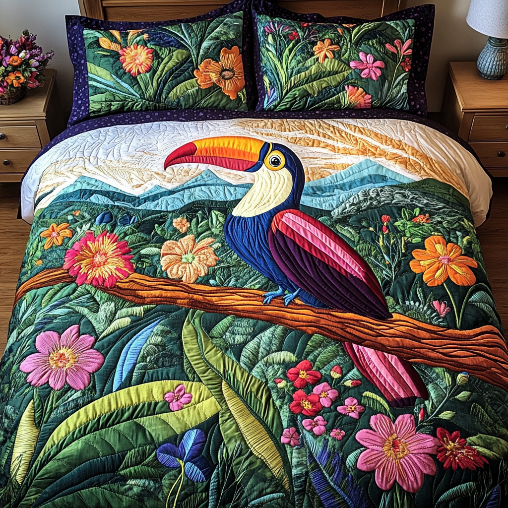 Exotic Haven 3-Piece Quilted Bedding Set - Single (59" x 70")