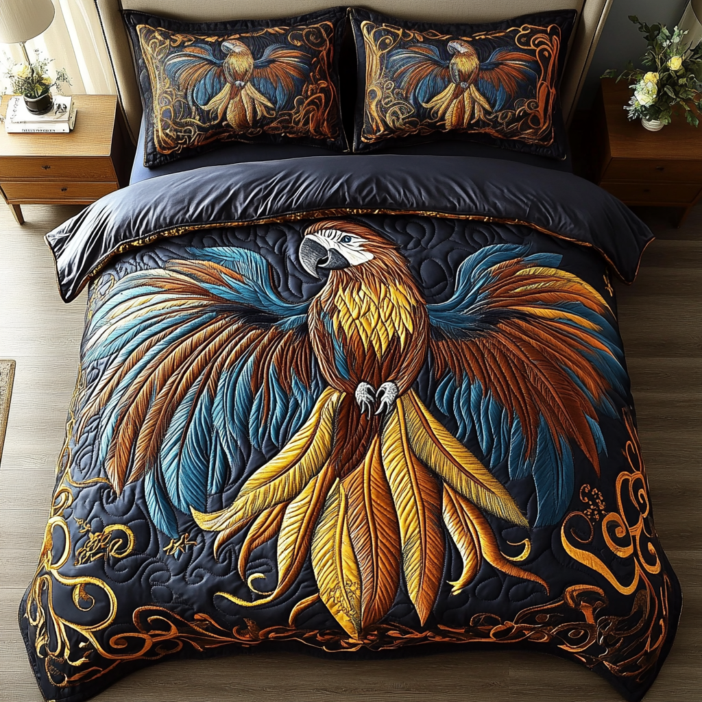 Exotic Screech 3-Piece Quilted Bedding Set - Single (59" x 70")