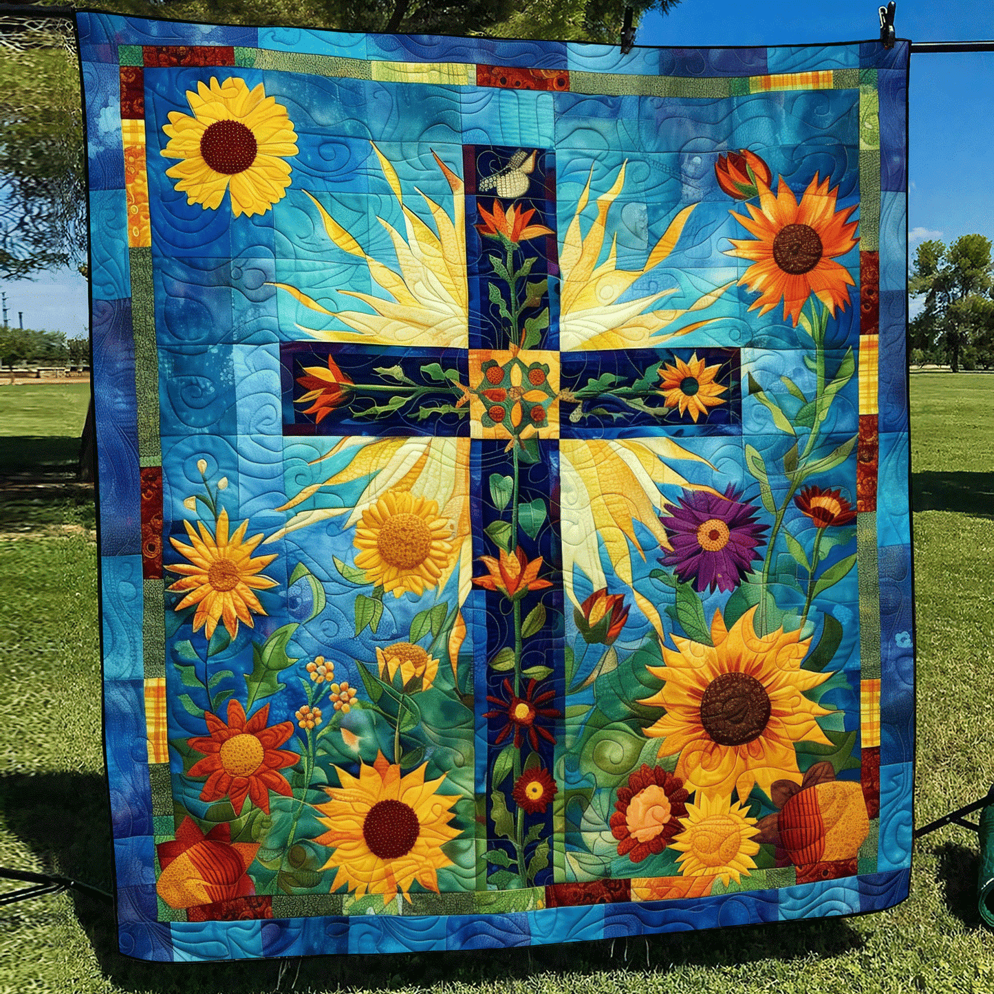 Faithful Blooms Quilted Blanket - Throw (55" x 60")
