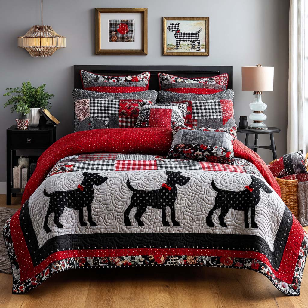 Faithful Pup 3-Piece Quilted Bedding Set - Single (59" x 70")