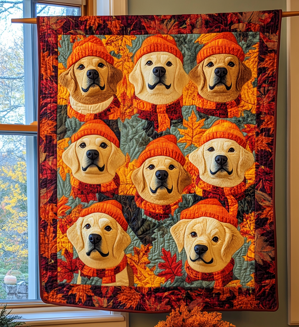 Fall In Retriever Quilted Blanket - Throw (55" x 60")