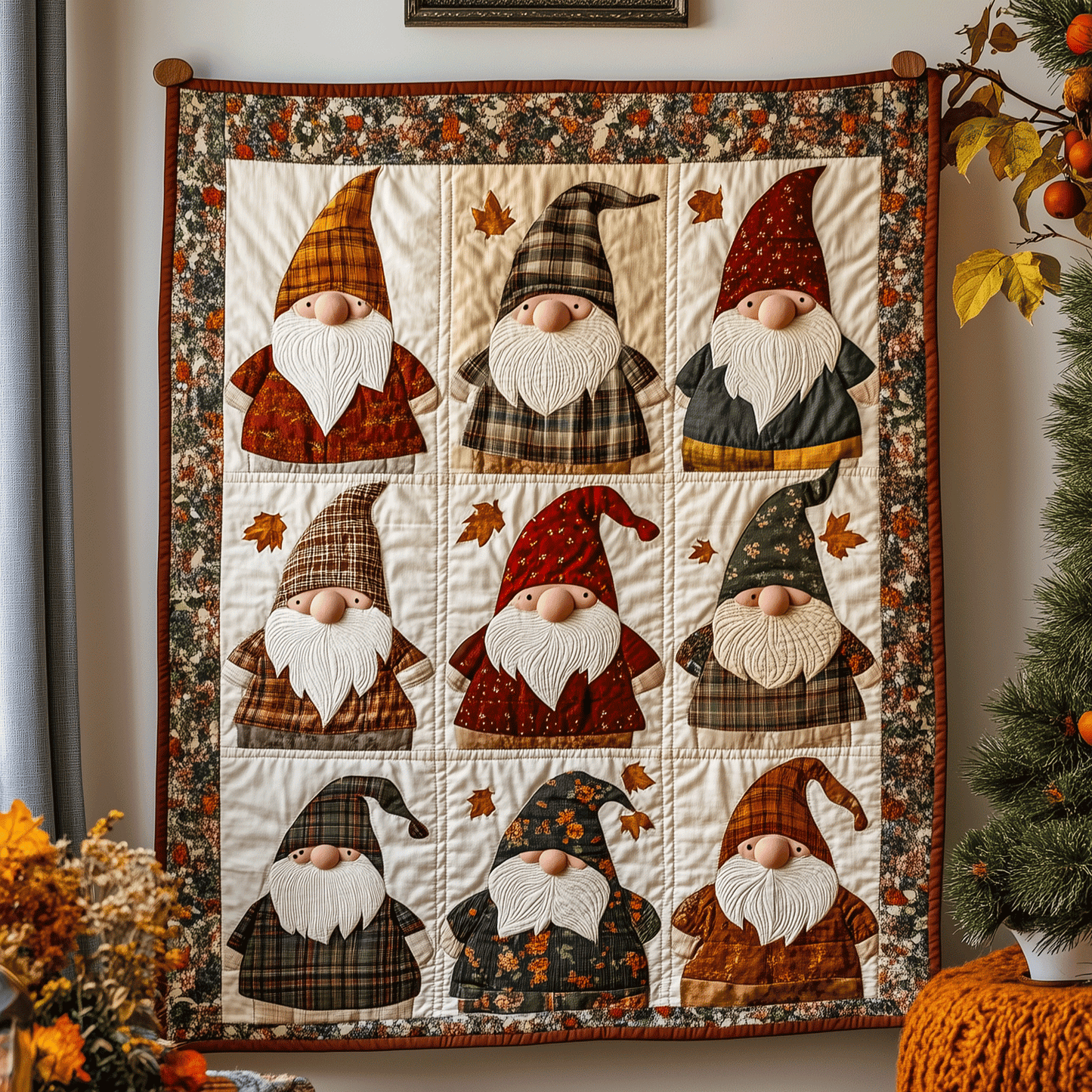 Fall Gnomes Quilted Blanket - Throw (55" x 60")