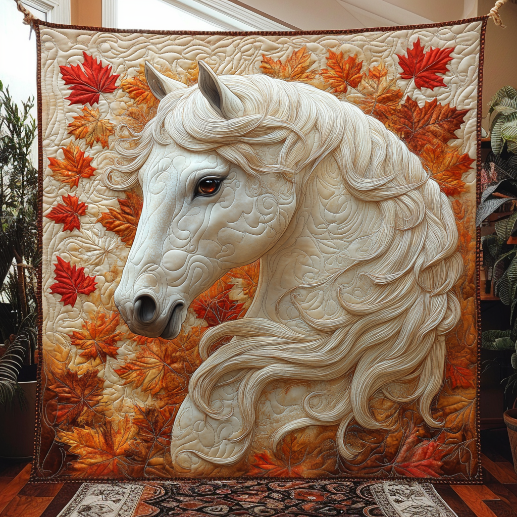 Fall On Horse Quilted Blanket - Throw (55" x 60")