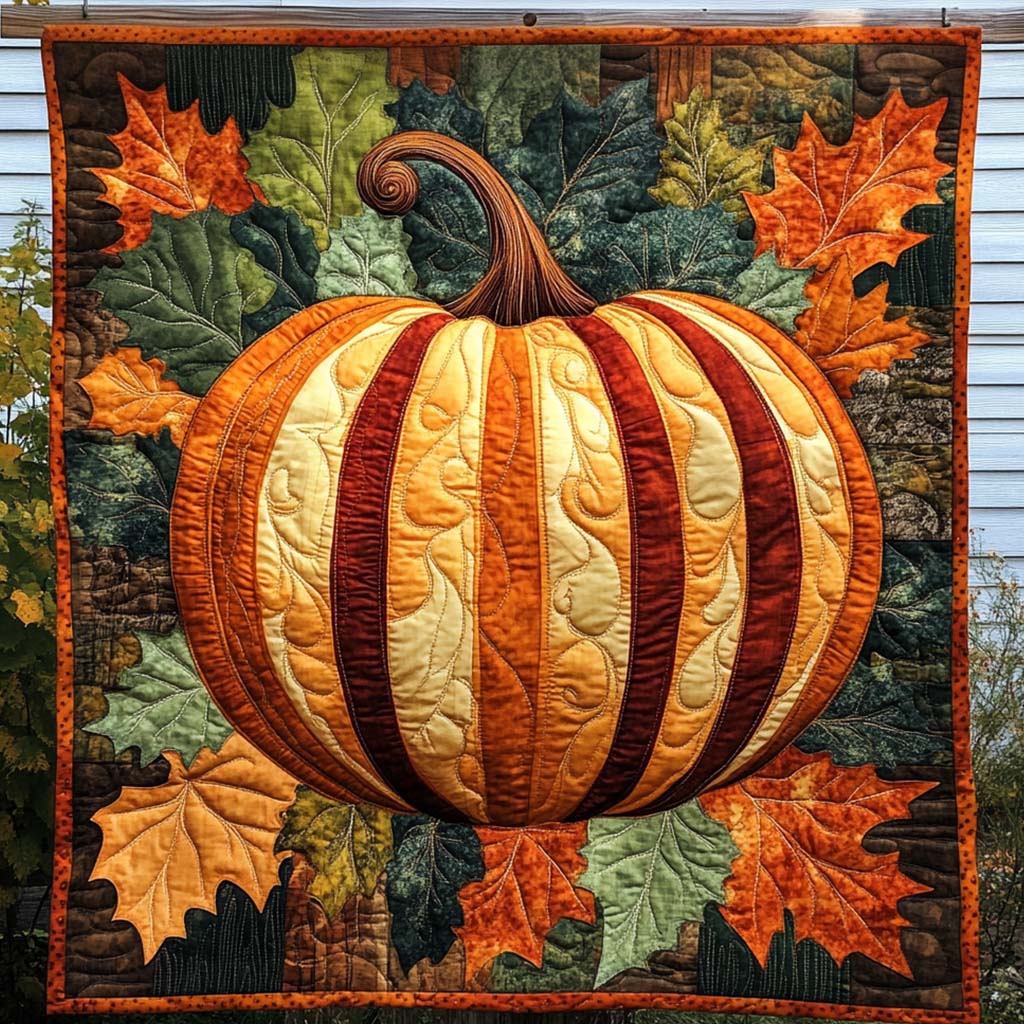 Fall Pumpkin Quilted Blanket - Throw (55" x 60")
