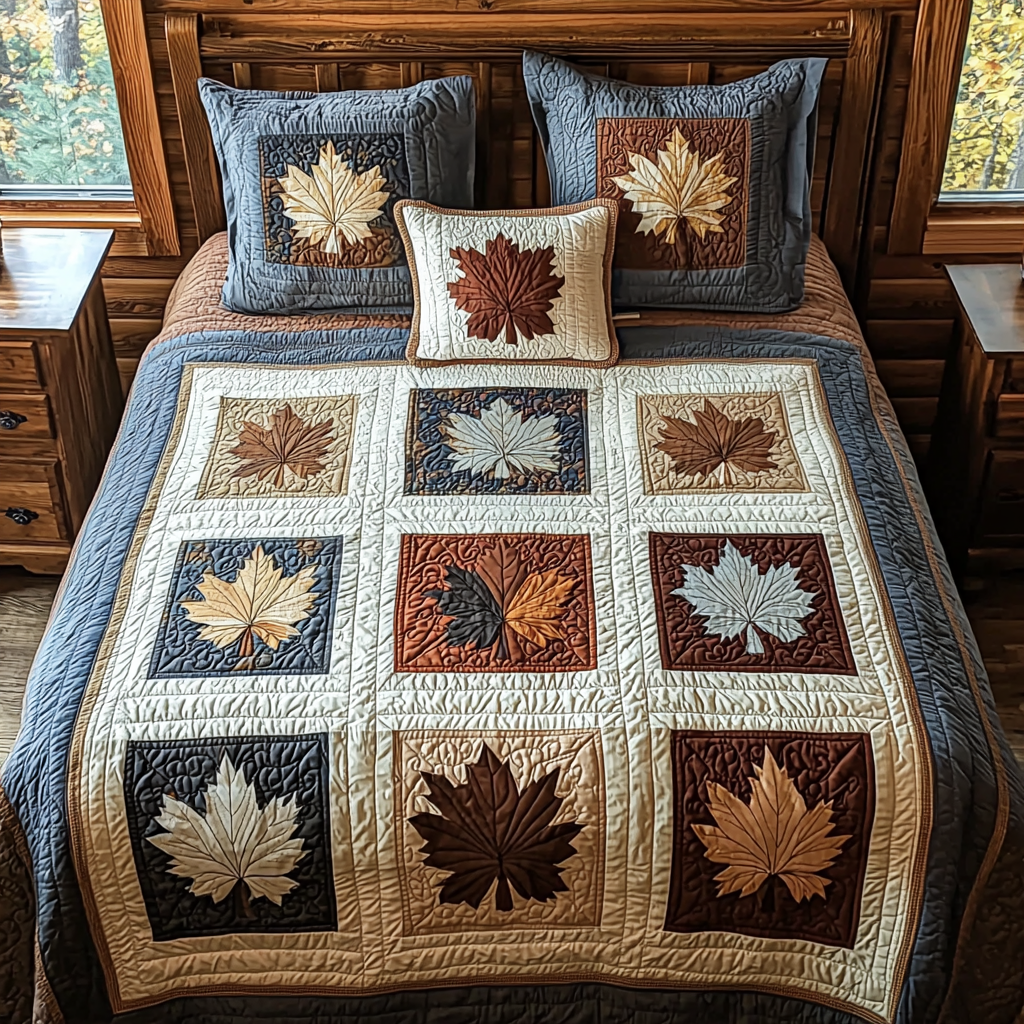 Falling Beauty 3-Piece Quilted Bedding Set - Single (59" x 70")