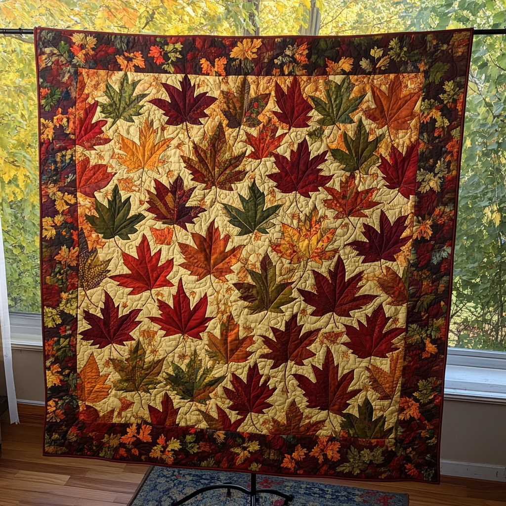 Falling Foliage Splendor Quilted Blanket - Throw (55" x 60")