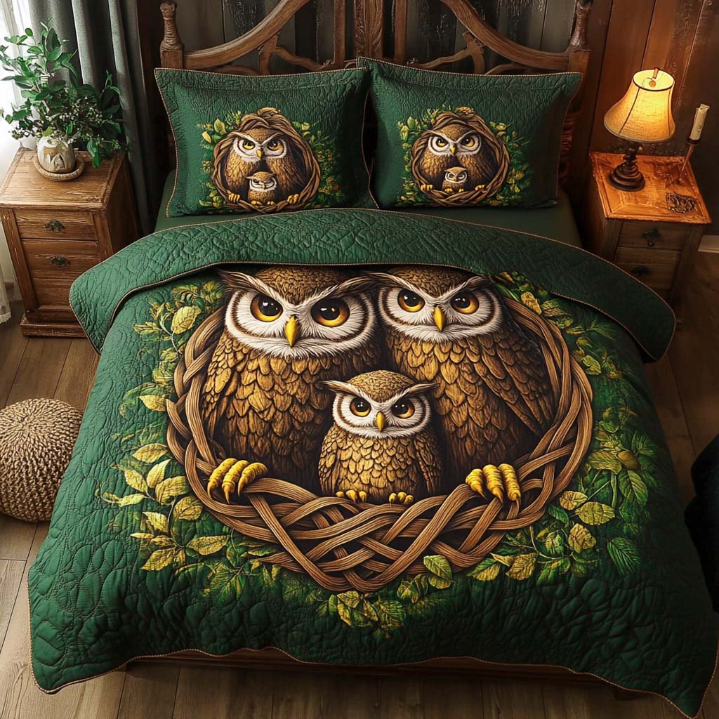 Family of Wisdom 3-Piece Quilted Bedding Set - Single (59" x 70")