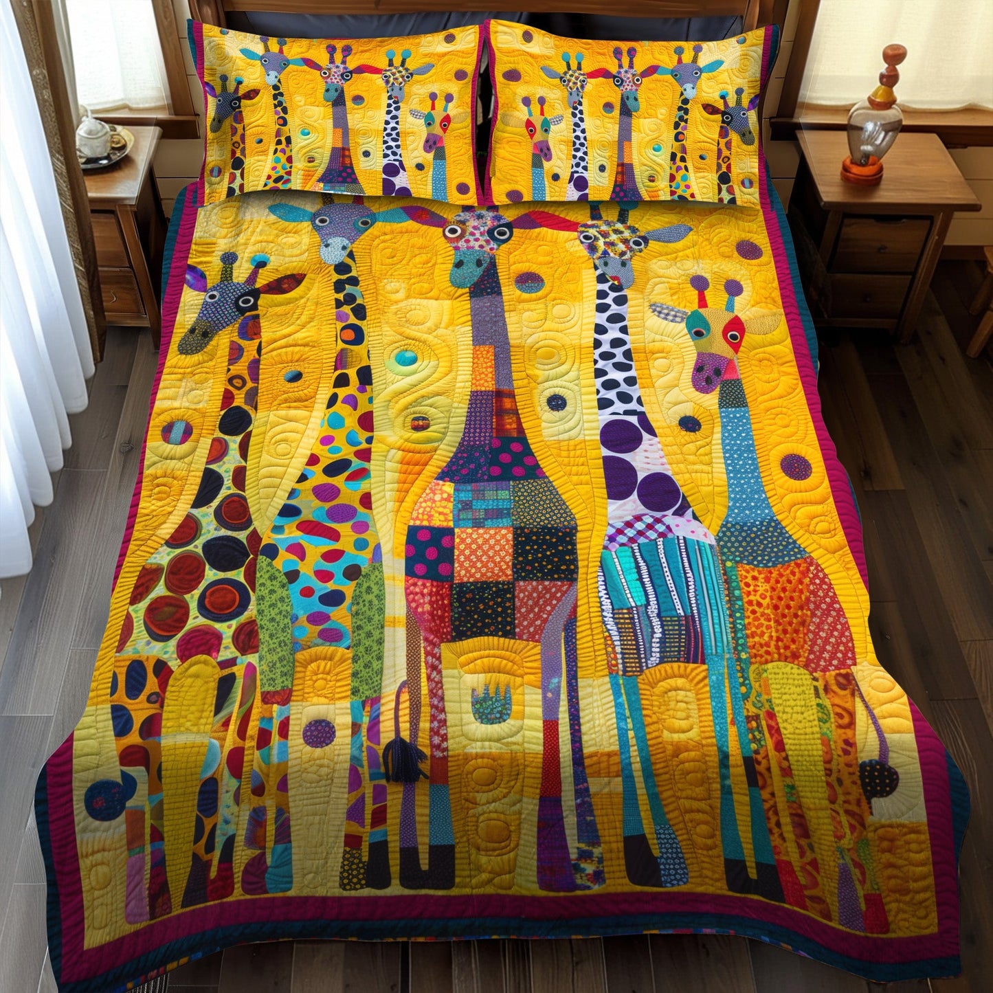 Fantastical Giraffes 3-Piece Quilted Bedding Set - Single (59" x 70")