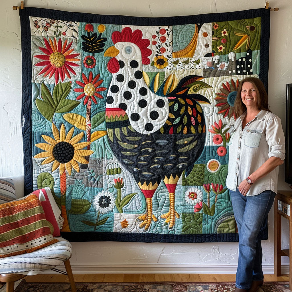 Farm Fresh Feathers Quilted Blanket - Throw (55" x 60")