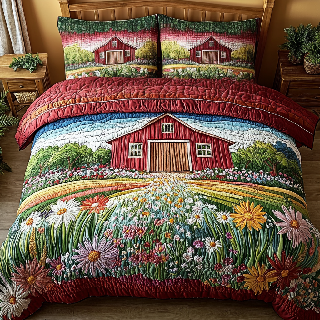 Farm Dreams 3-Piece Quilted Bedding Set - Single (59" x 70")