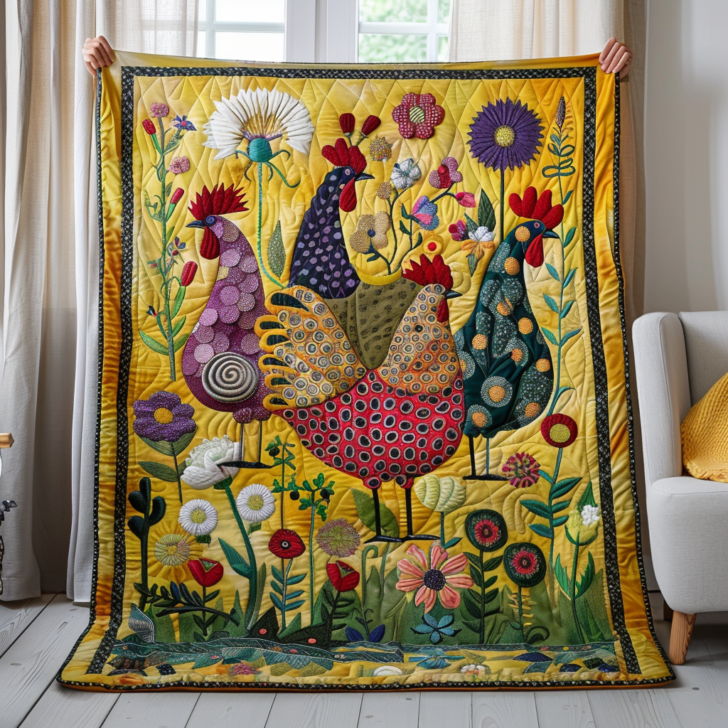 Farmhouse Blooms Quilted Blanket - Throw (55" x 60")