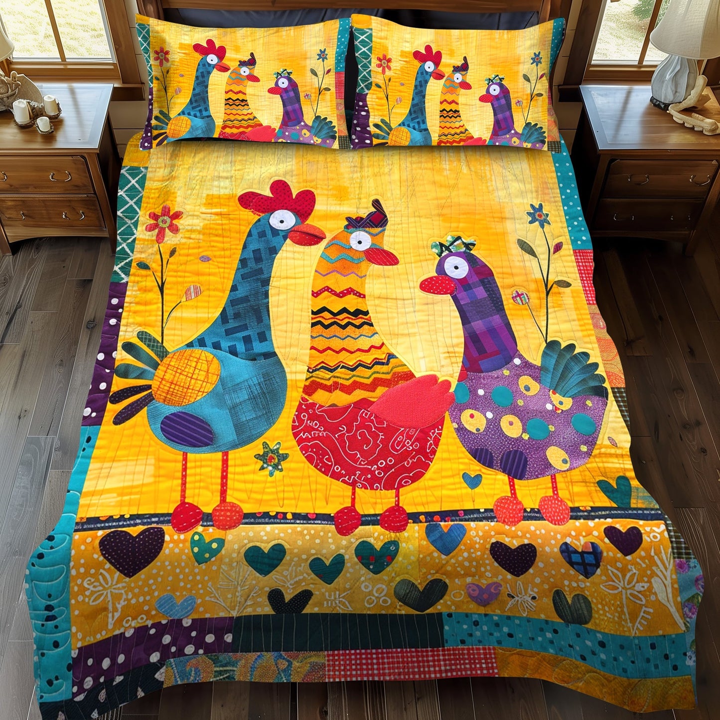 Farmhouse Gossip 3-Piece Quilted Bedding Set - Single (59" x 70")