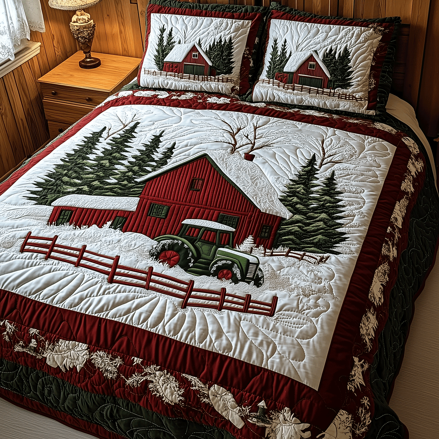 Farmhouse Holiday Dreams 3-Piece Quilted Bedding Set - Single (59" x 70")