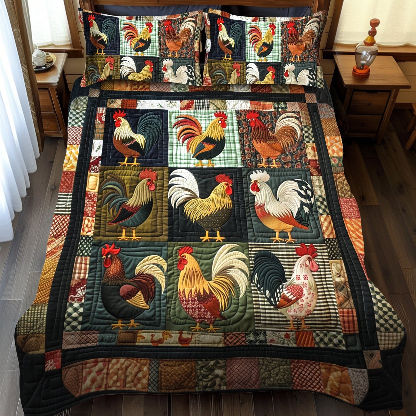 Farmhouse Patchwork 3-Piece Quilted Bedding Set - Single (59" x 70")