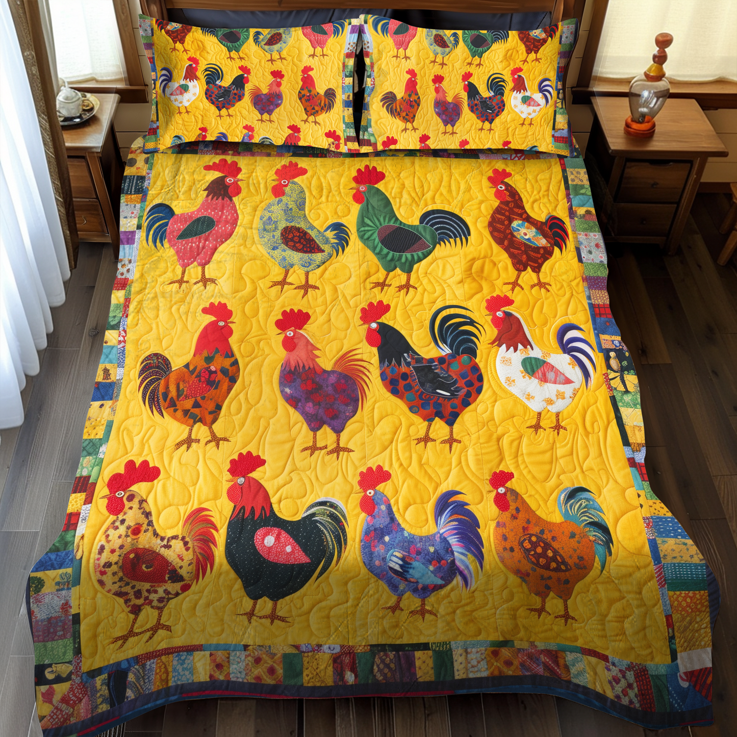 Farmhouse Feathers 3-Piece Quilted Bedding Set - Single (59" x 70")